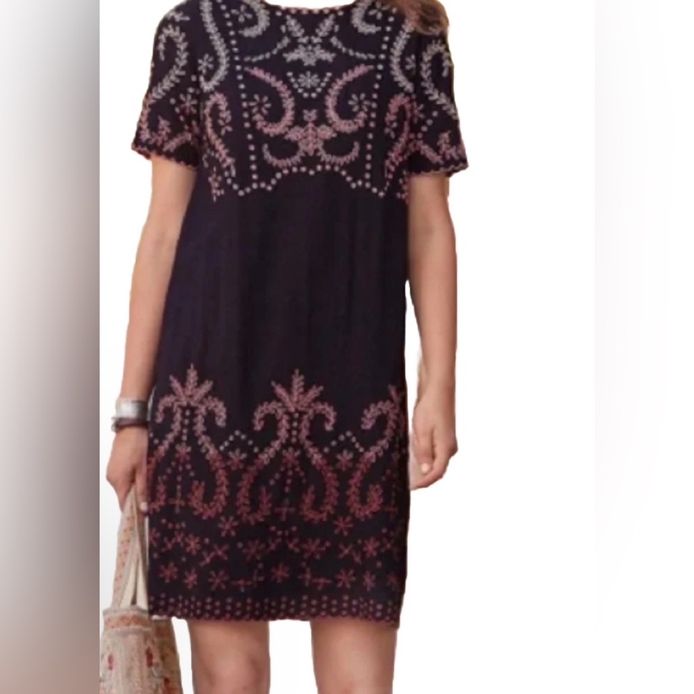 Sundance Vivienne Life Dress in Jet Black Ombré Embroidered Women Size 6